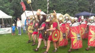 Roman Reenactment at the Amphitheatre in Caerleon Marching In [upl. by Ealasaid]