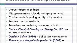 Misrepresentation Lecture 1 of 4 [upl. by Oeht]